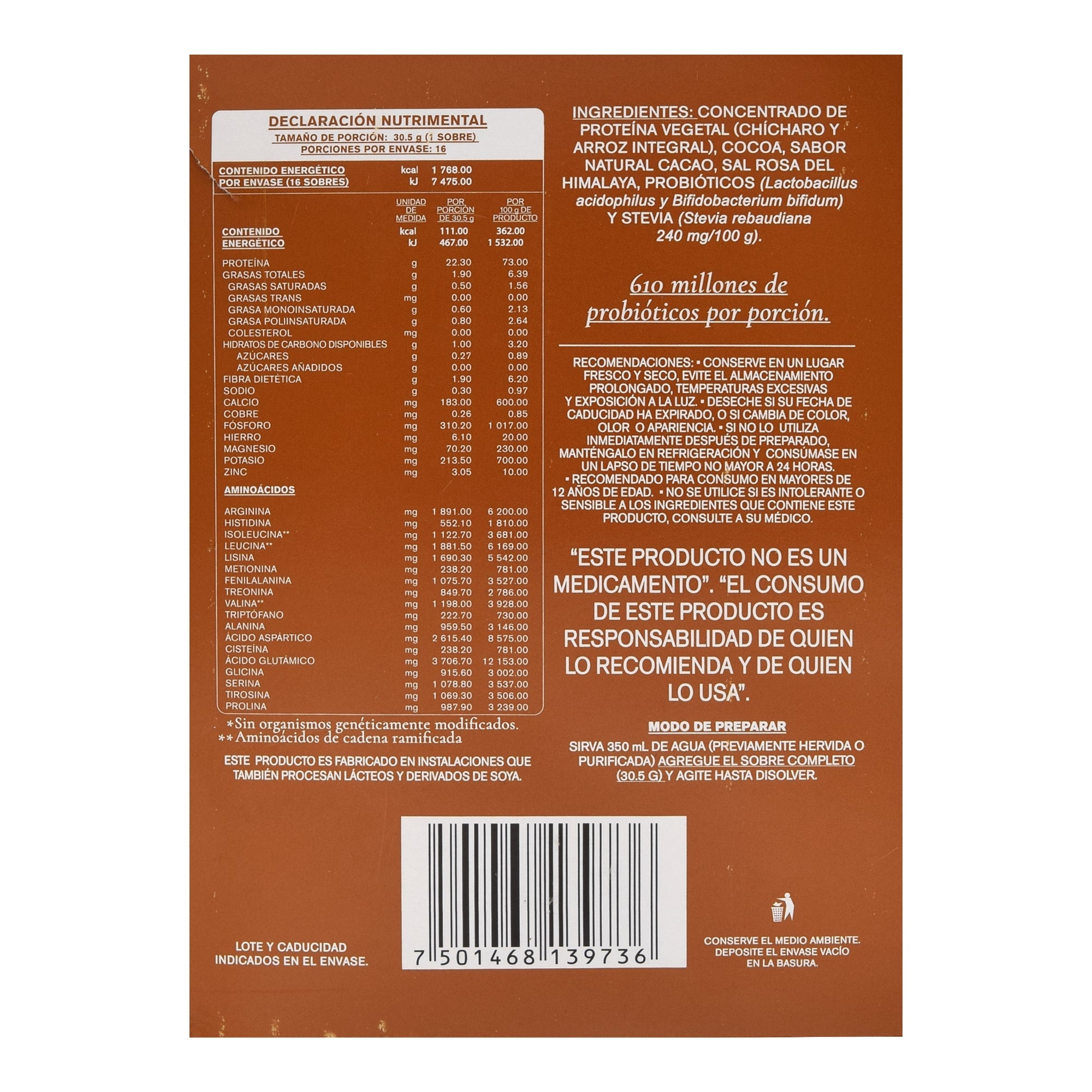 Proteina Vegetal Cacao 30.5 G (PAQUETE 16)