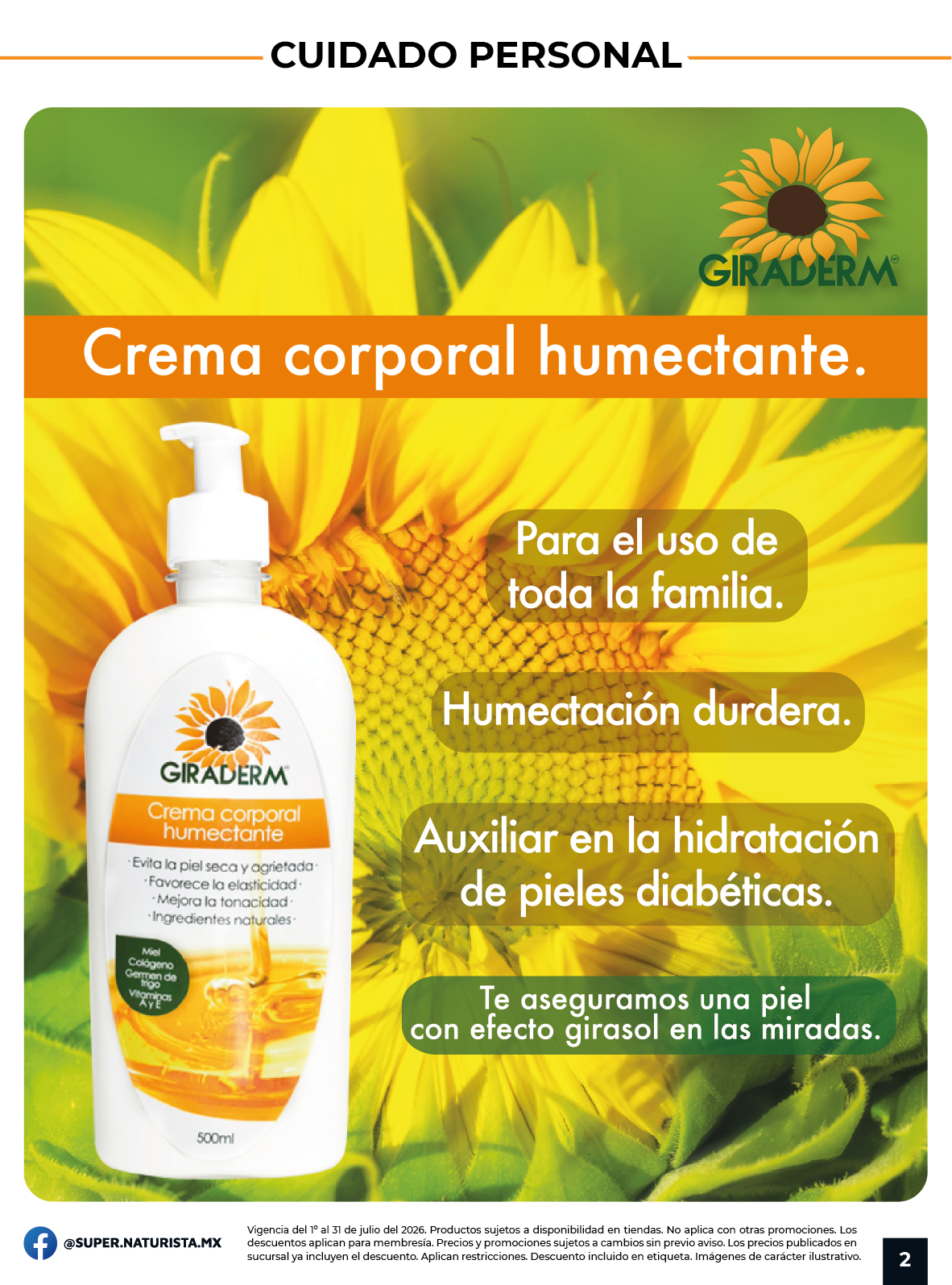 Crema corporal humectante Giraderm para cuidado personal disponible en Súper Naturista.