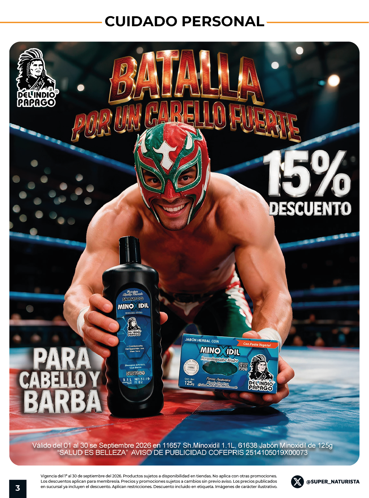 Productos para el cuidado capilar y shampoos con 15% de descuento en Súper Naturista