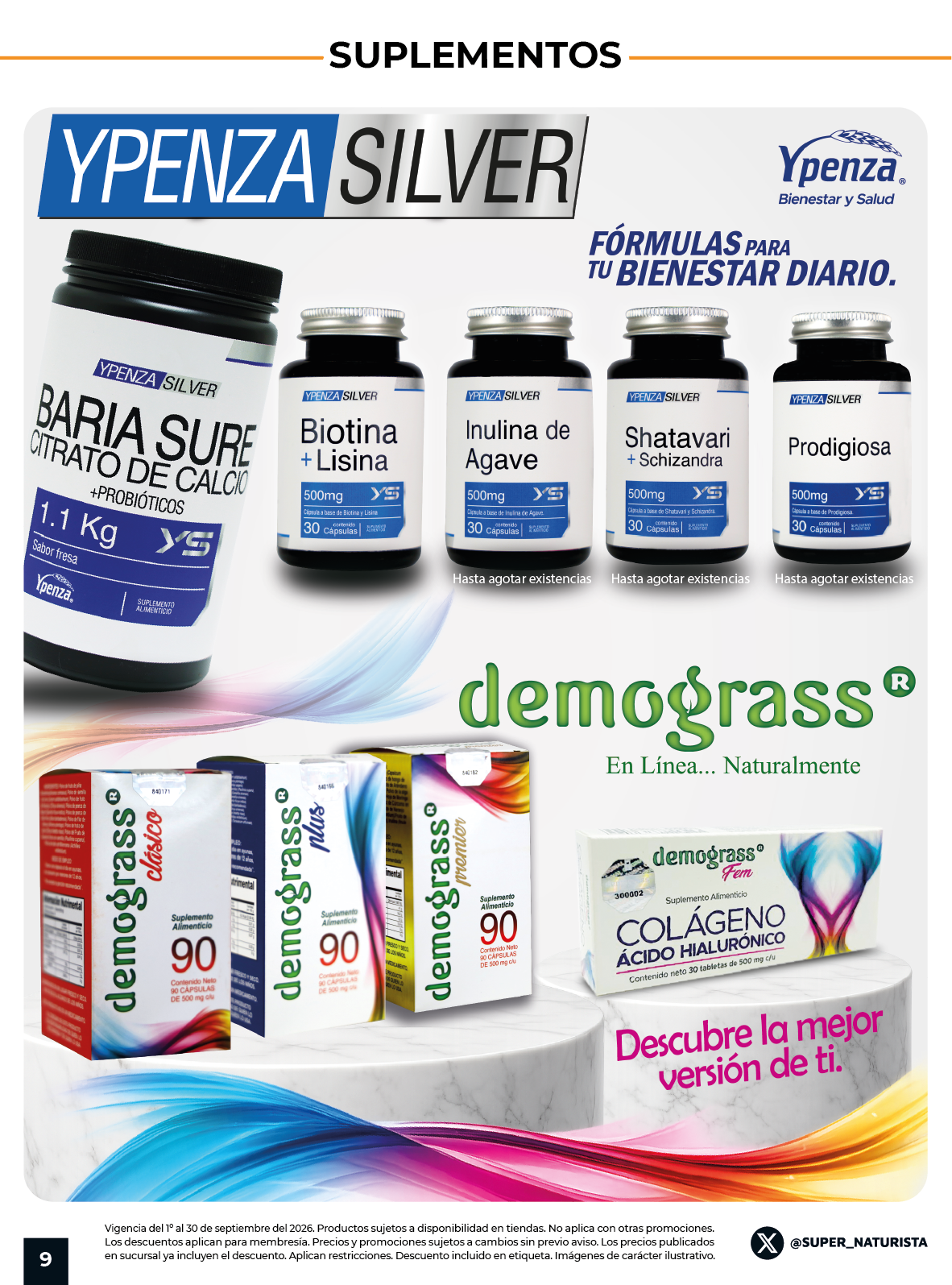 Suplementos Ypenza Silver de colágeno, resveratrol y biotina en Súper Naturista