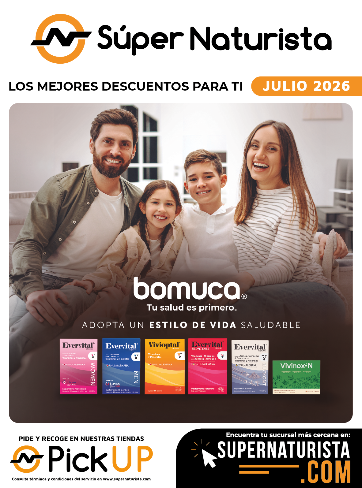 Portada de Gaceta Julio 2026 Súper Naturista con promociones, pickup y productos de bienestar.