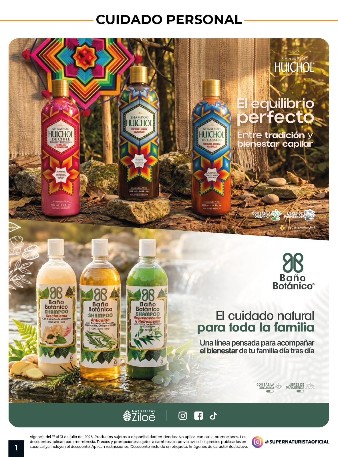 Productos Huichol y Baño Botánico para cuidado personal en Gaceta Julio 2026 Súper Naturista.