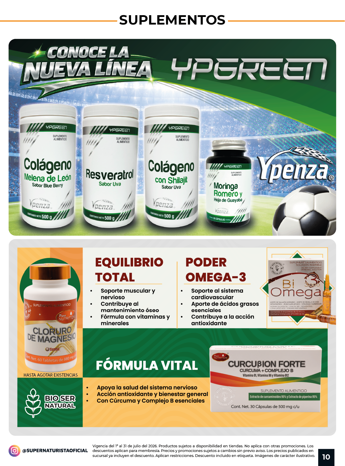 Productos Ypergen con colágeno, resveratrol, omega 3 y suplementos de bienestar.