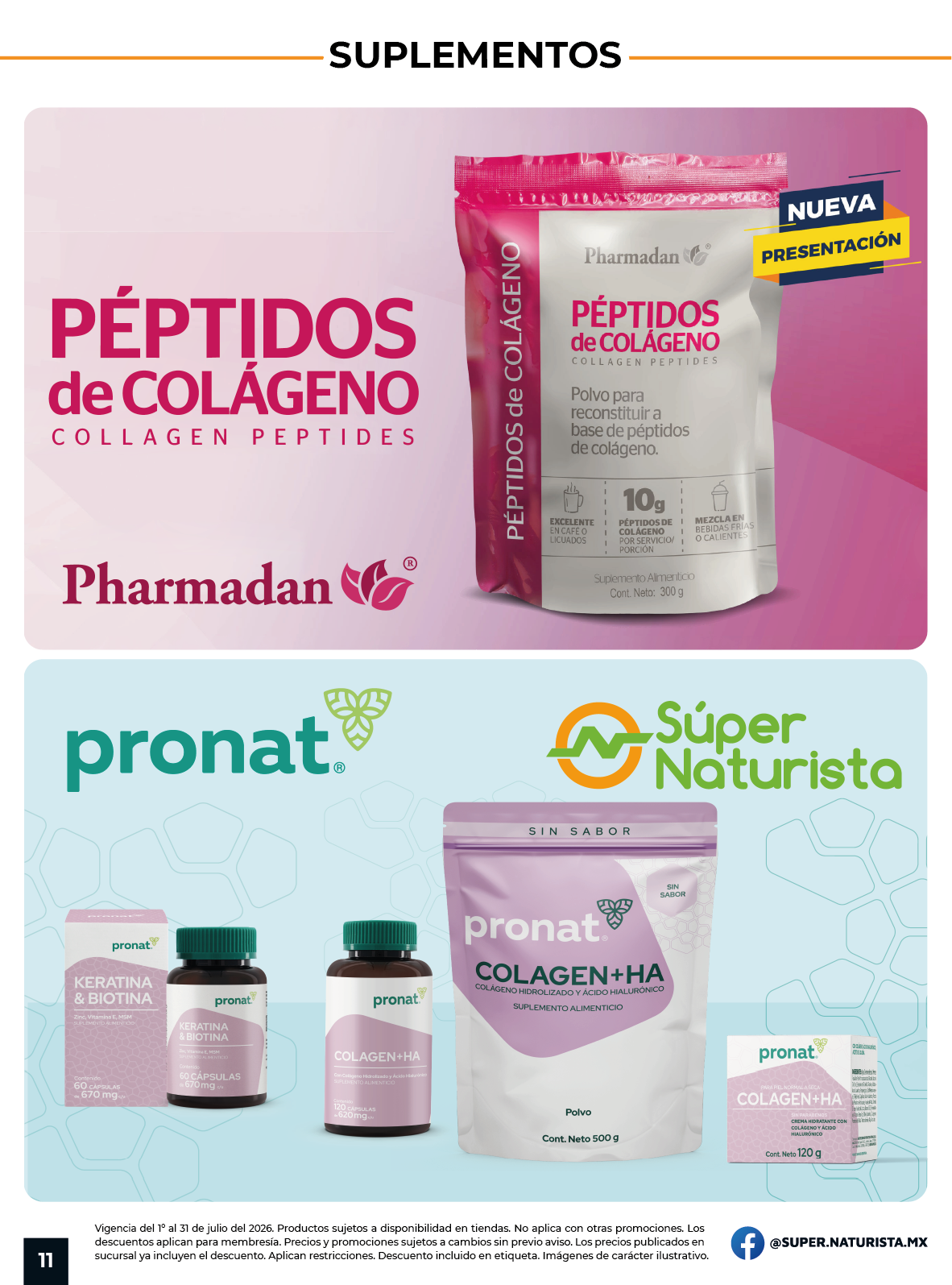 Péptidos de colágeno Pharmadan y Pronat Collagen HA en Gaceta Súper Naturista.