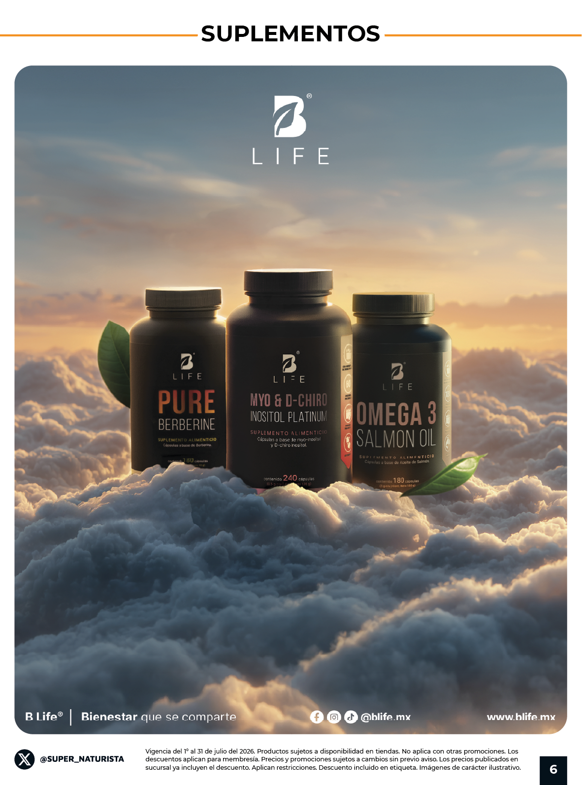 Suplementos B Life Pure Hormone, Vitamina B y Omega 3 en Gaceta Súper Naturista.