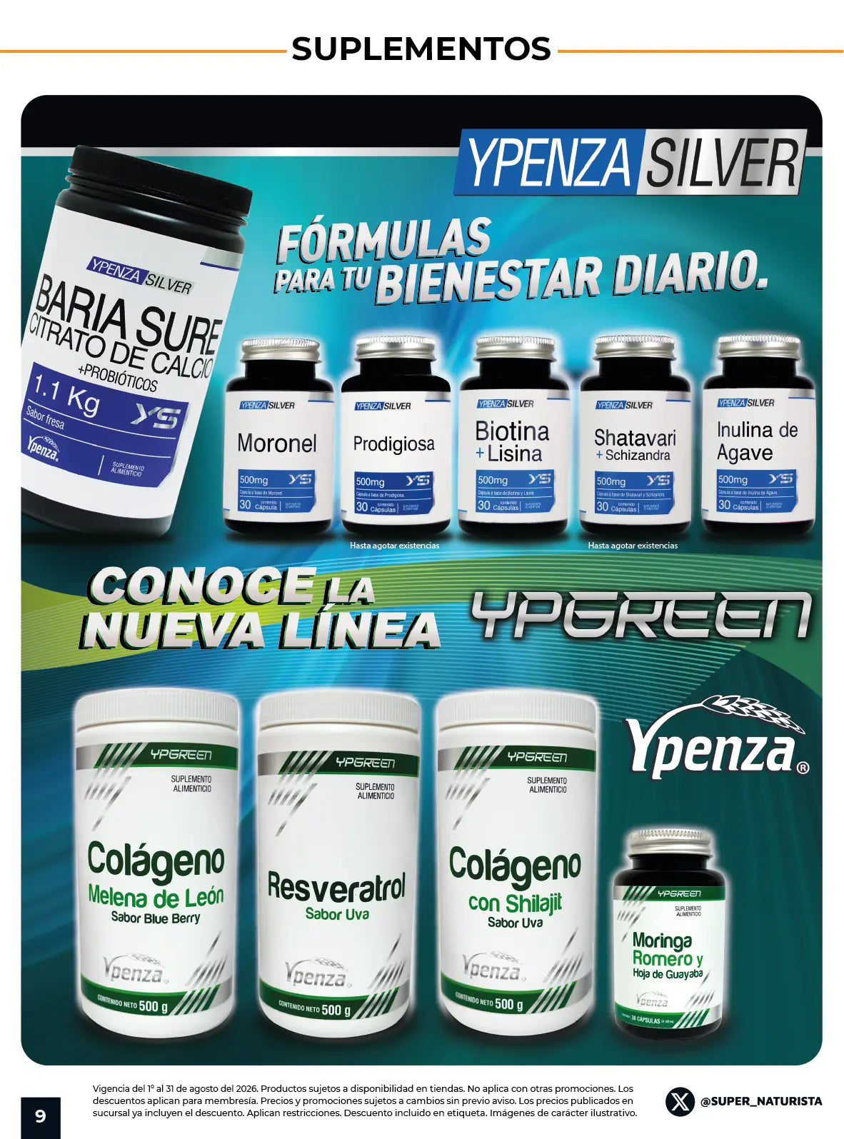 Suplementos Ypenza Silver de colágeno, resveratrol y biotina en Súper Naturista