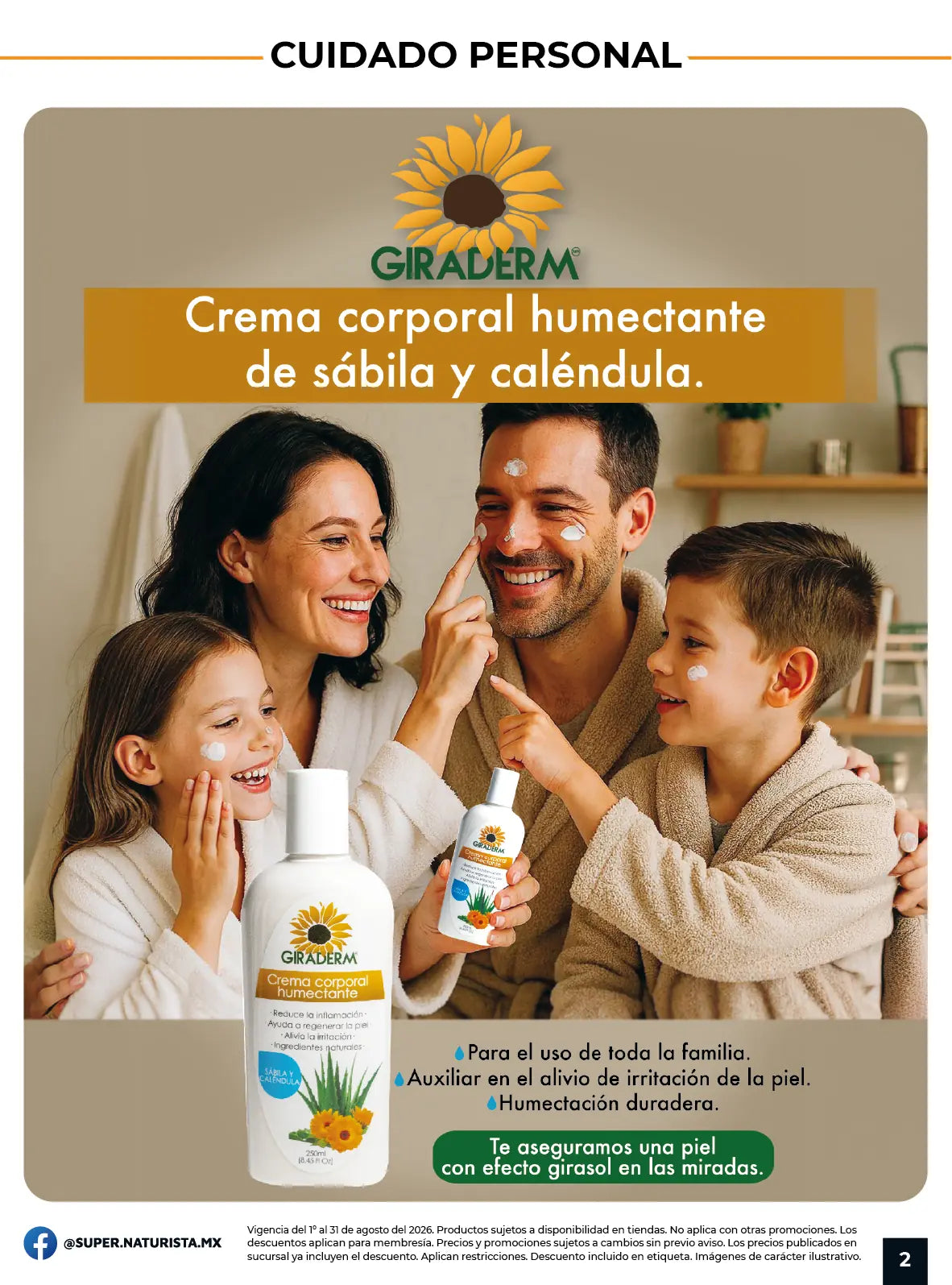Crema corporal humectante Giraderm con sábila y caléndula en la Gaceta Súper Naturista