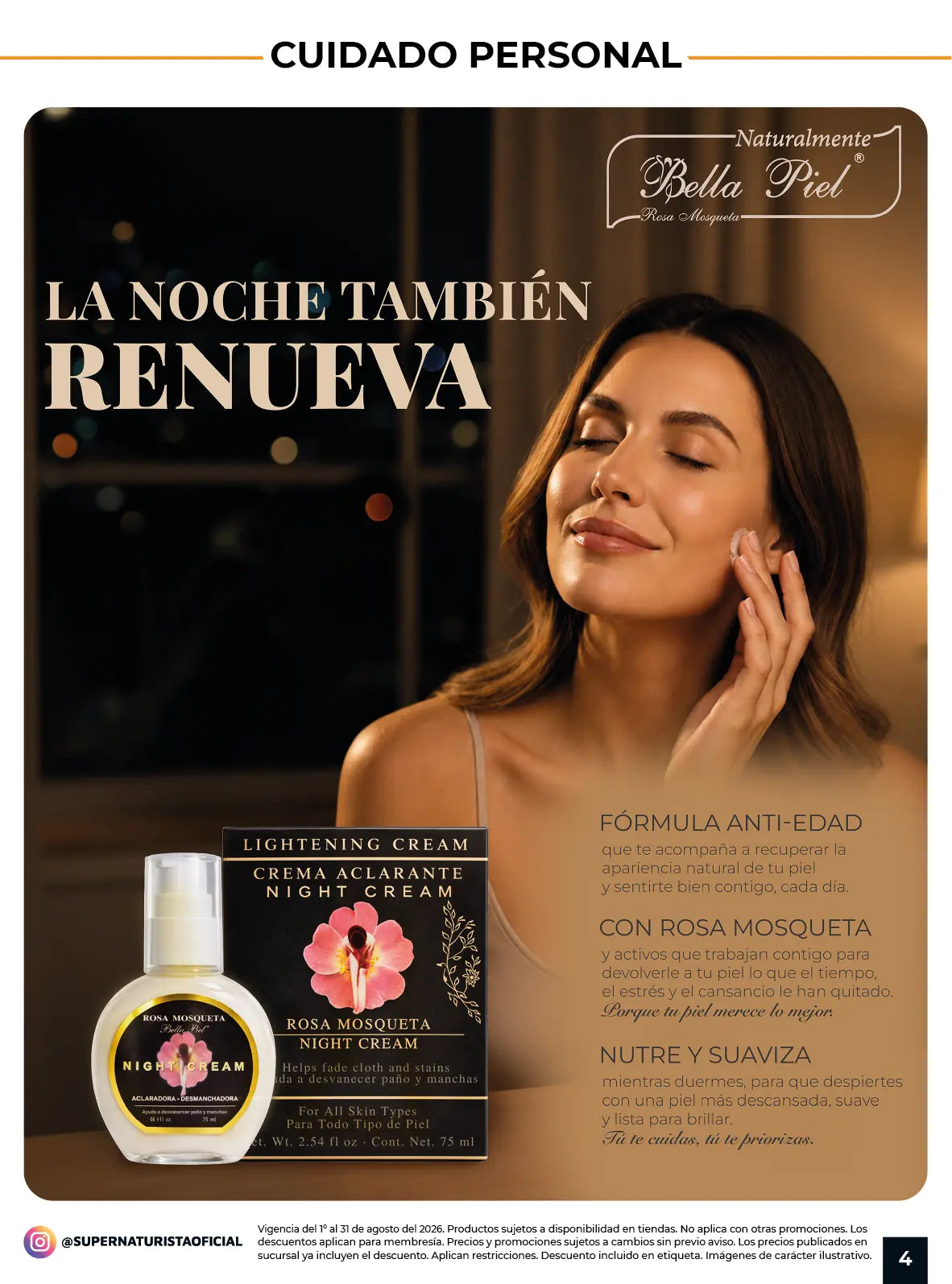 Fórmula nocturna para el cuidado facial presentada en la Gaceta Súper Naturista