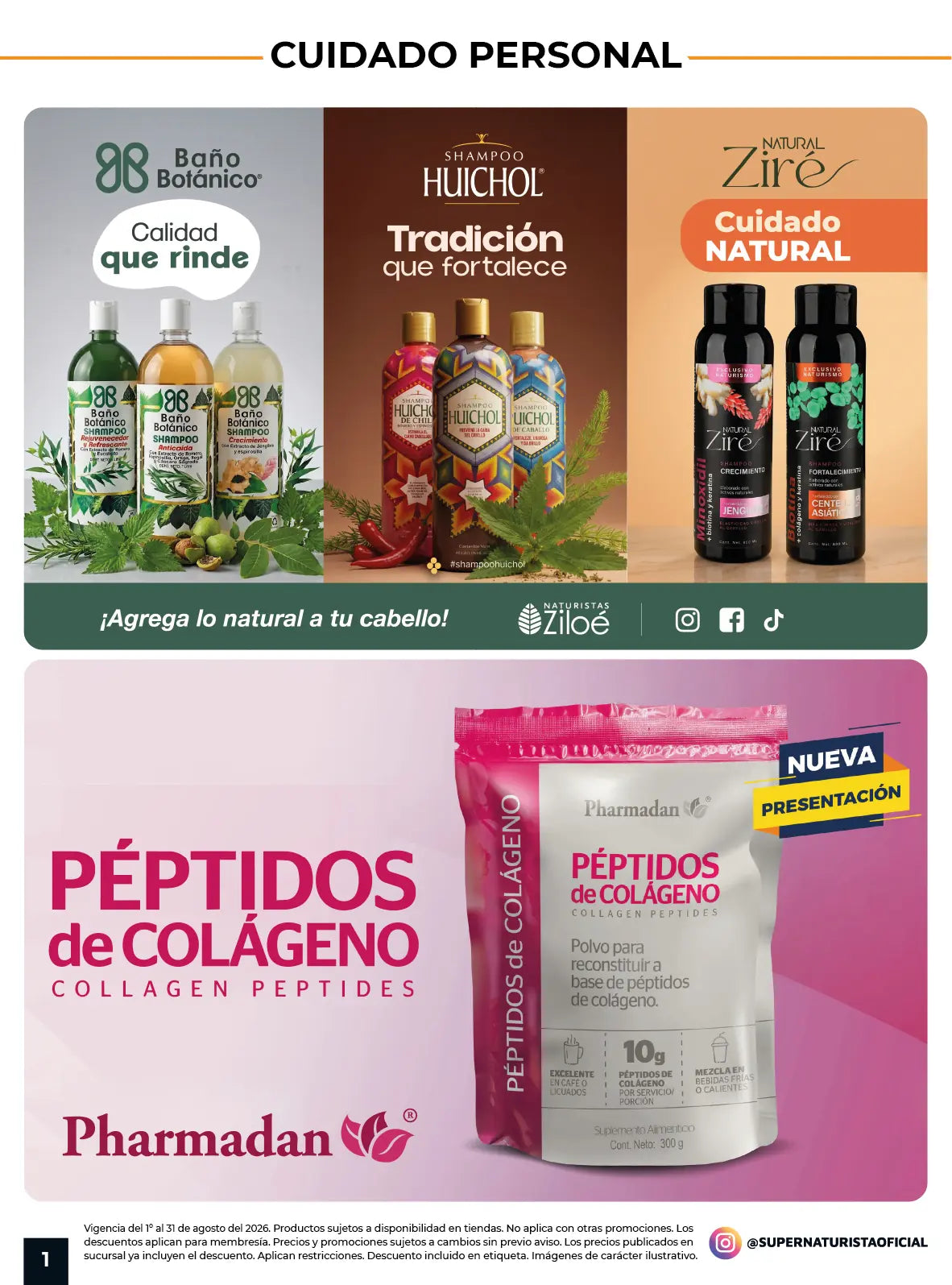 Productos para el cuidado del cabello y péptidos de colágeno en la Gaceta Súper Naturista