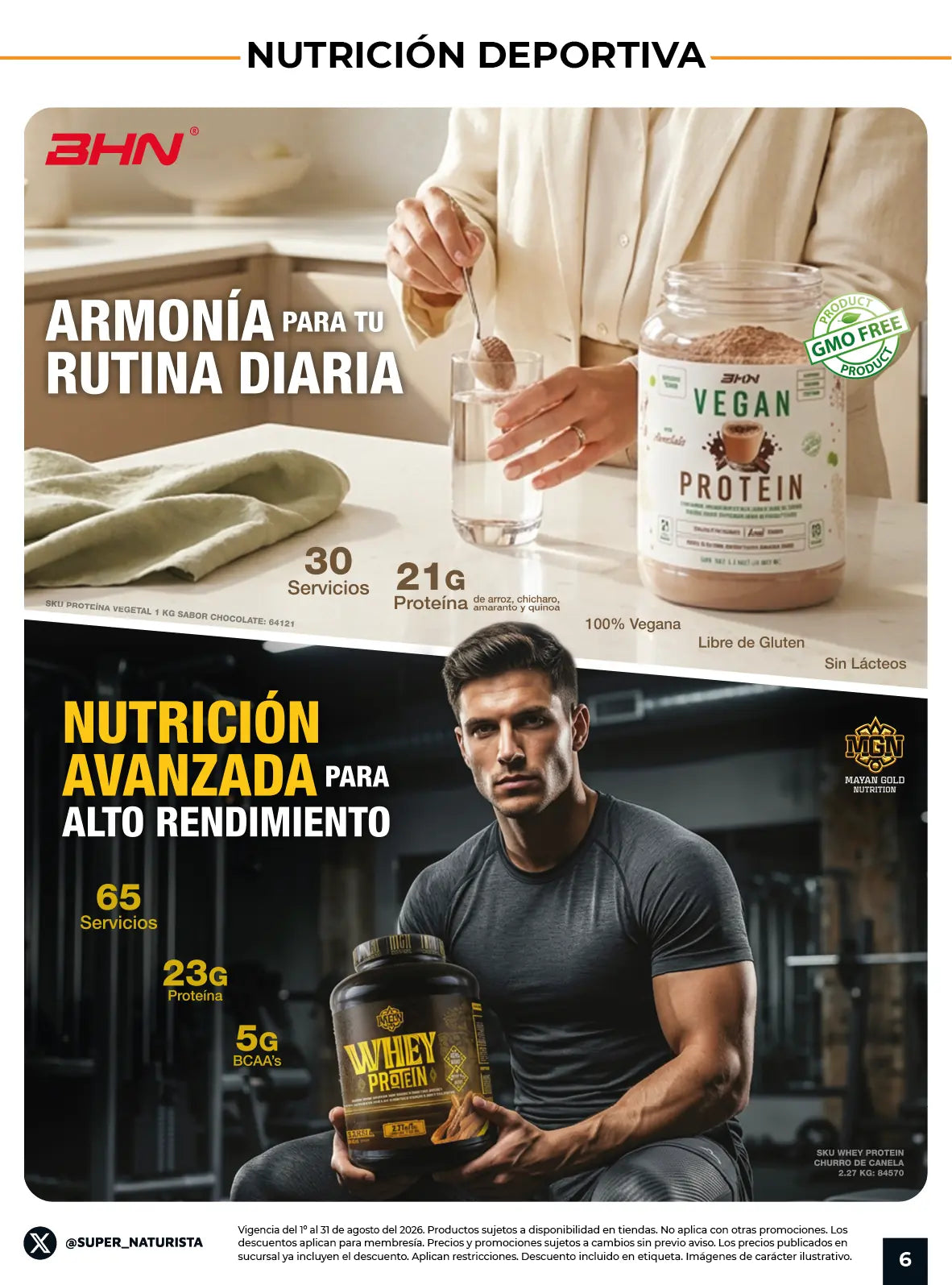 Proteína vegana y proteína whey BHN para nutrición deportiva en Súper Naturista