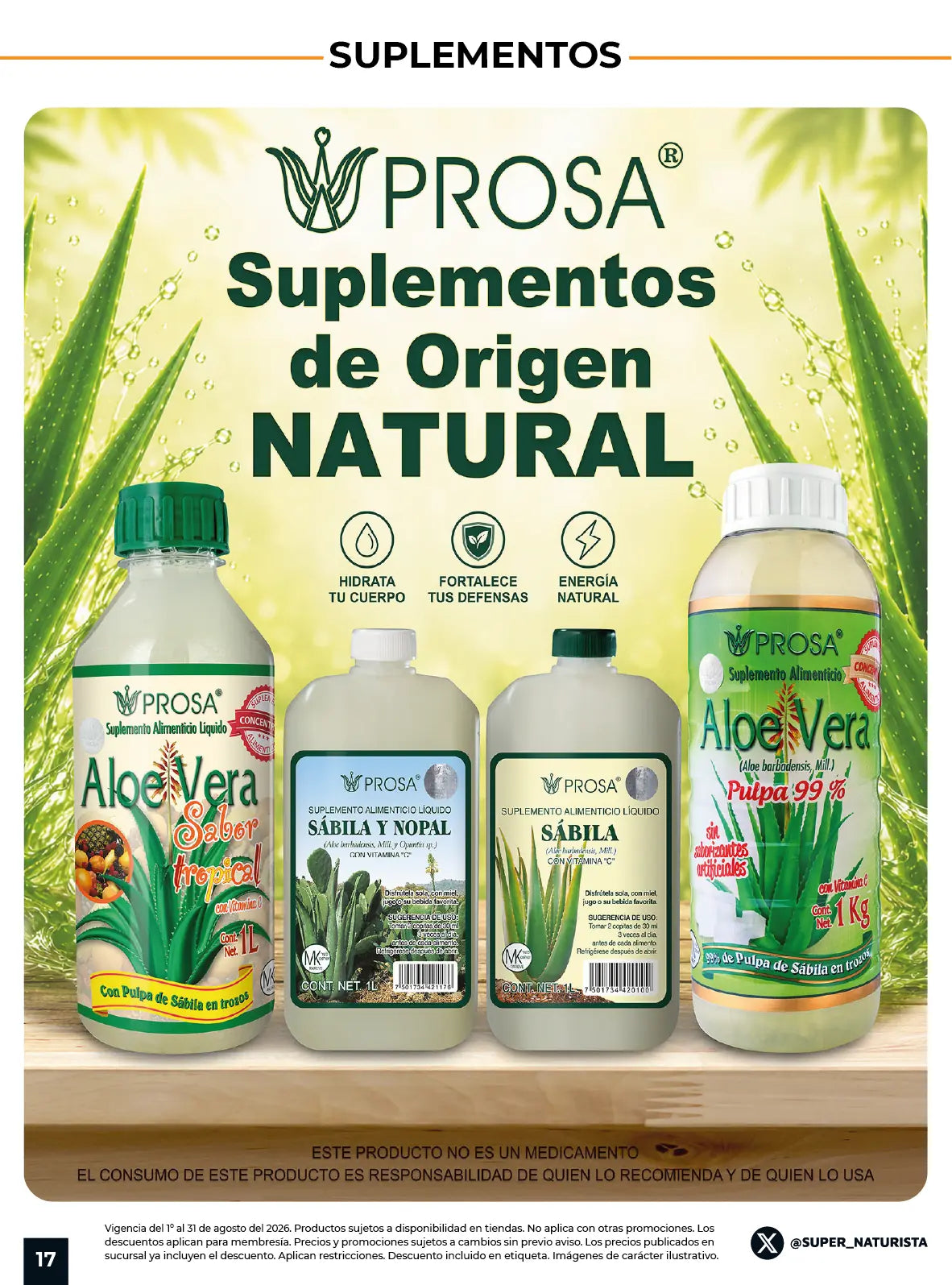 Suplementos de origen natural y productos con aloe vera PROSA en Súper Naturista