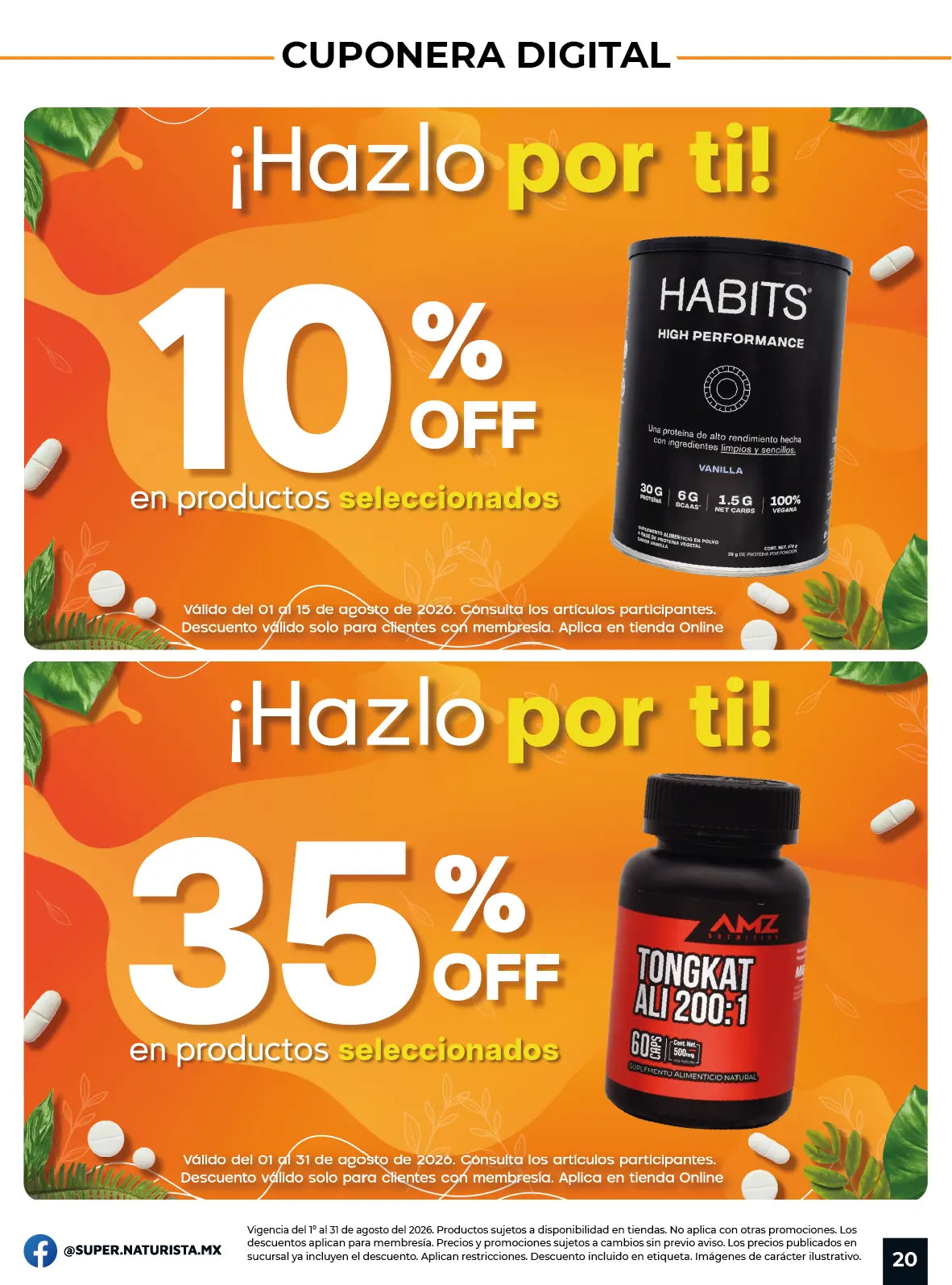 Cupones con 15% de descuento en vitamina B12 y suplementos seleccionados de Súper Naturista