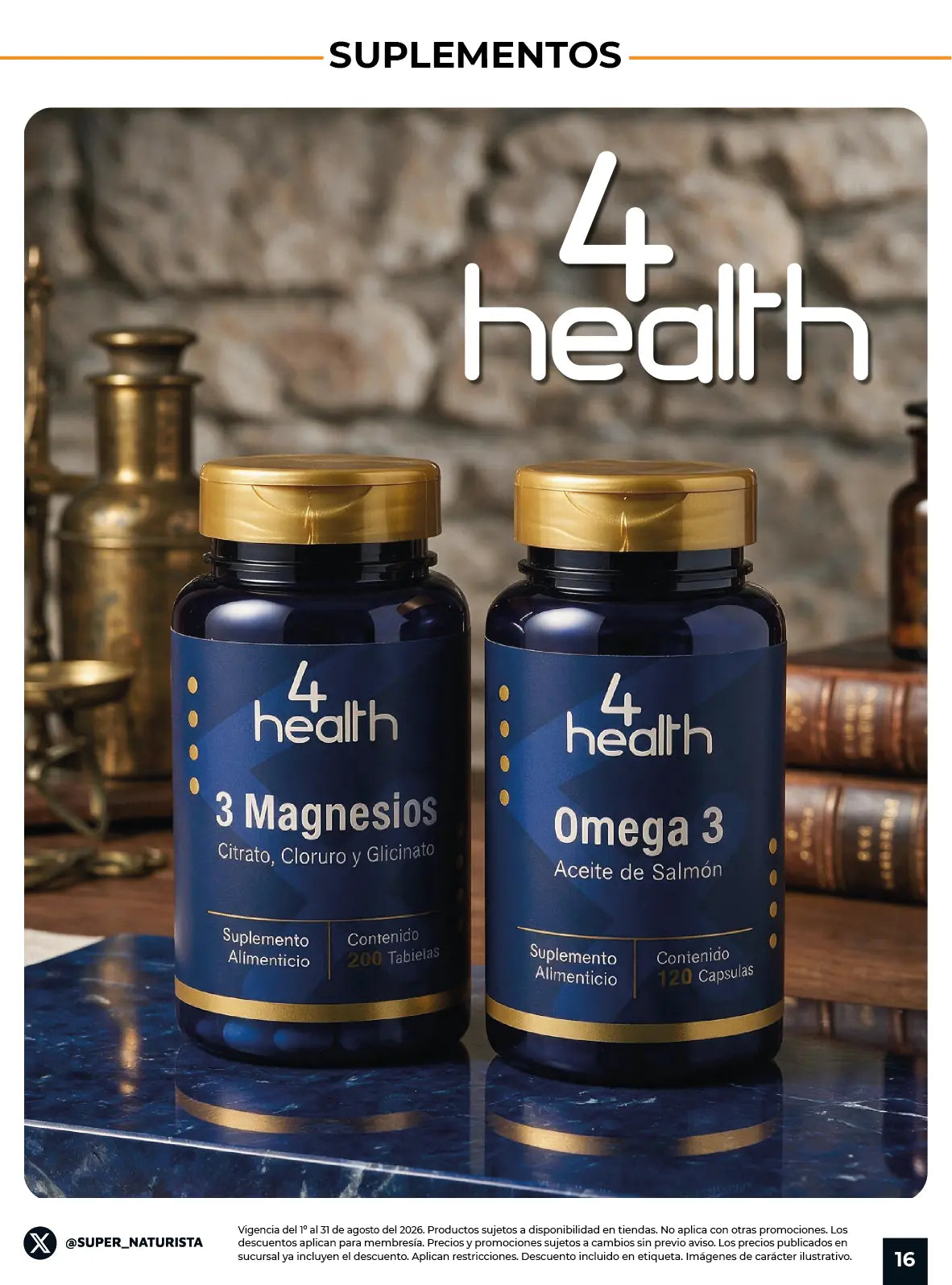 Suplementos de magnesio y omega 3 de 4Health disponibles en Súper Naturista