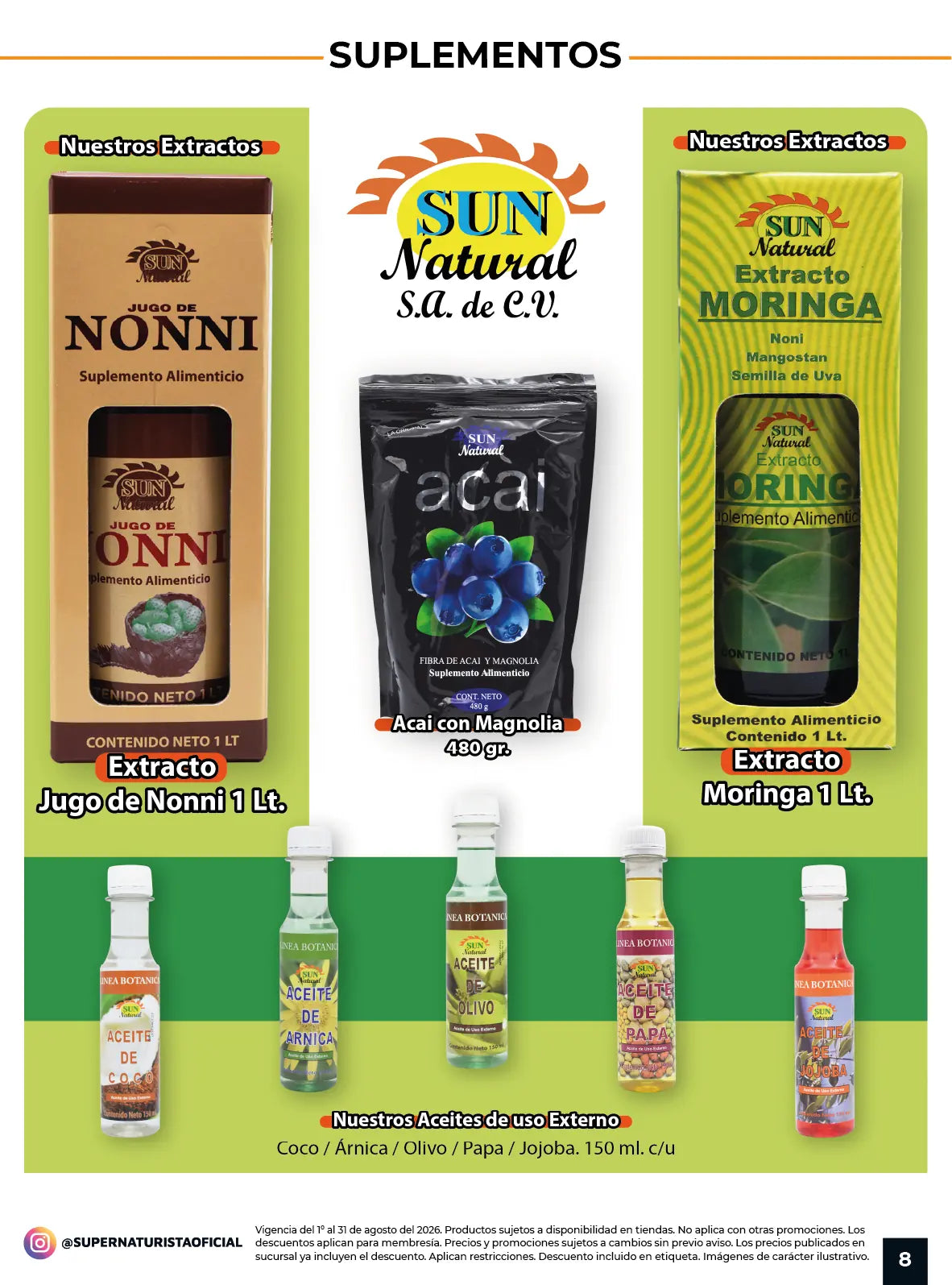 Extractos de noni, maca y moringa Sun Natural disponibles en Súper Naturista