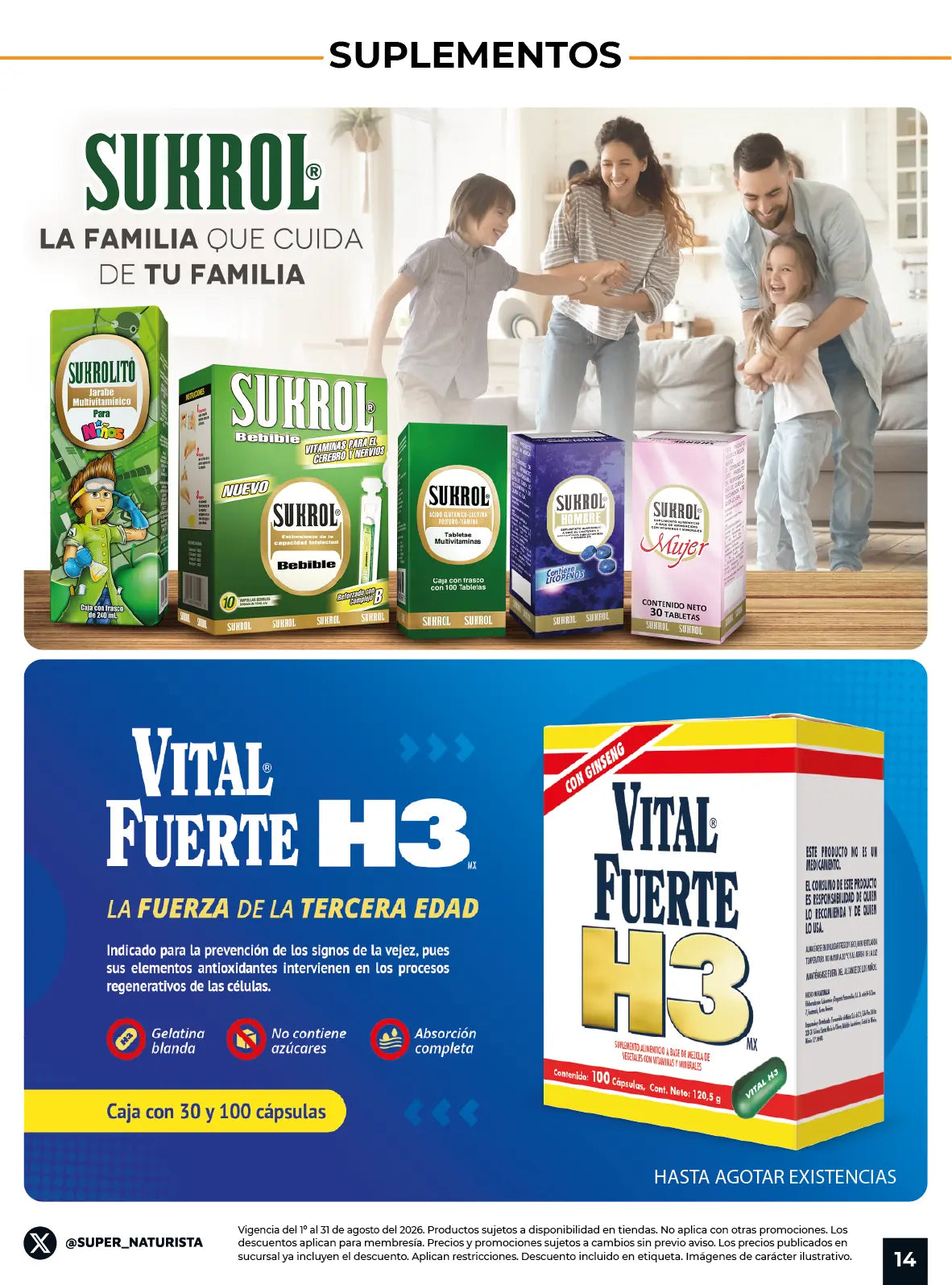 Productos Surkol y suplemento Vital Fuerte H3 en la Gaceta Súper Naturista