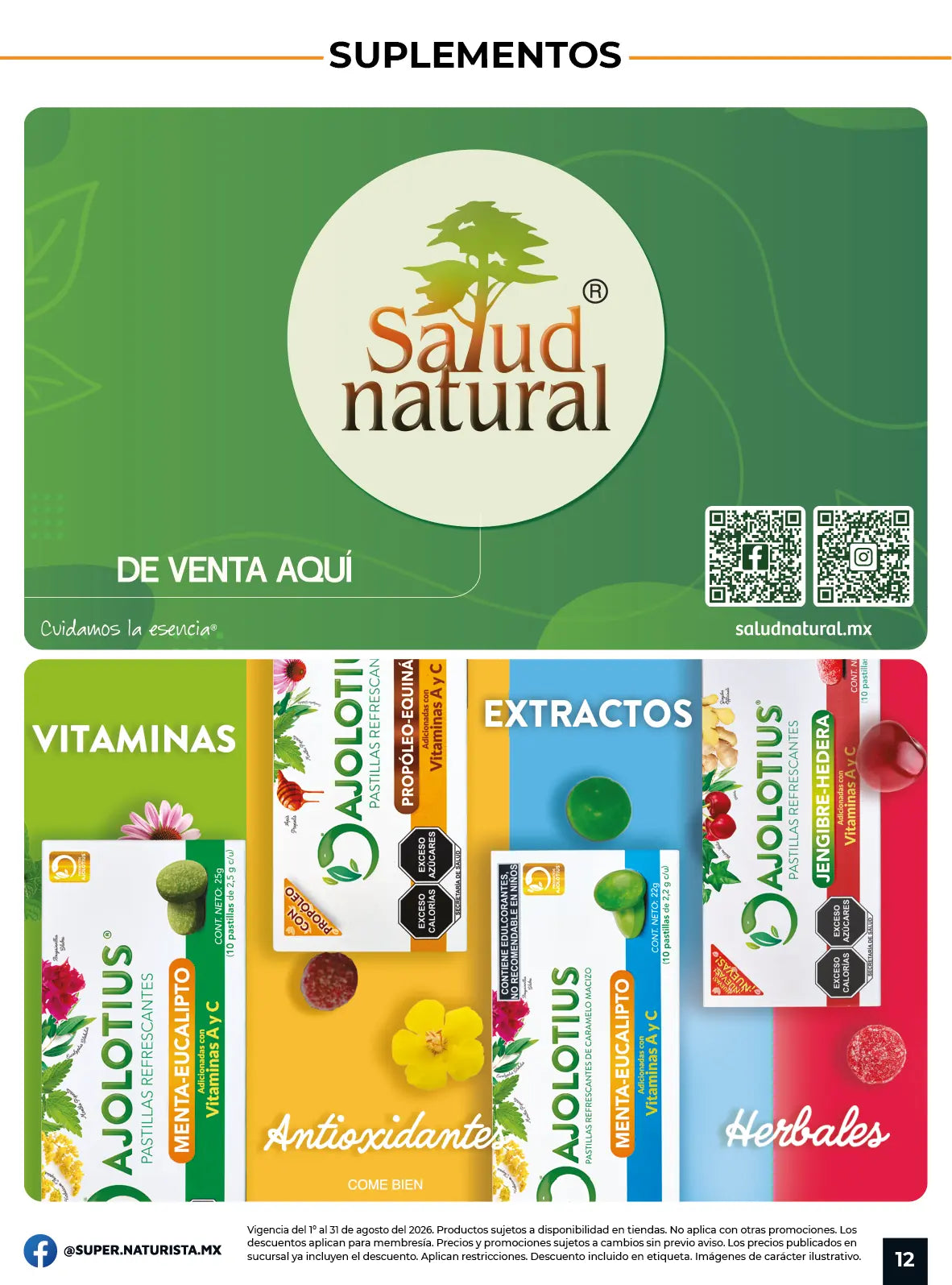Vitaminas y extractos herbales de Salud Natural disponibles en Súper Naturista