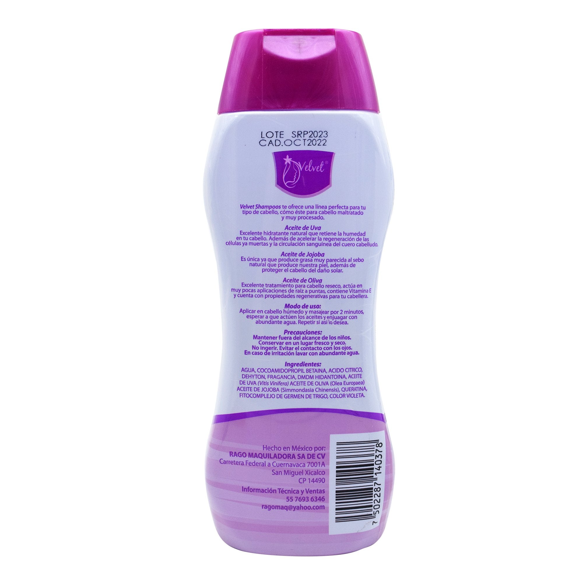 Shampoo Aceite De Uva, Jojoba Y Olivo 500 Ml
