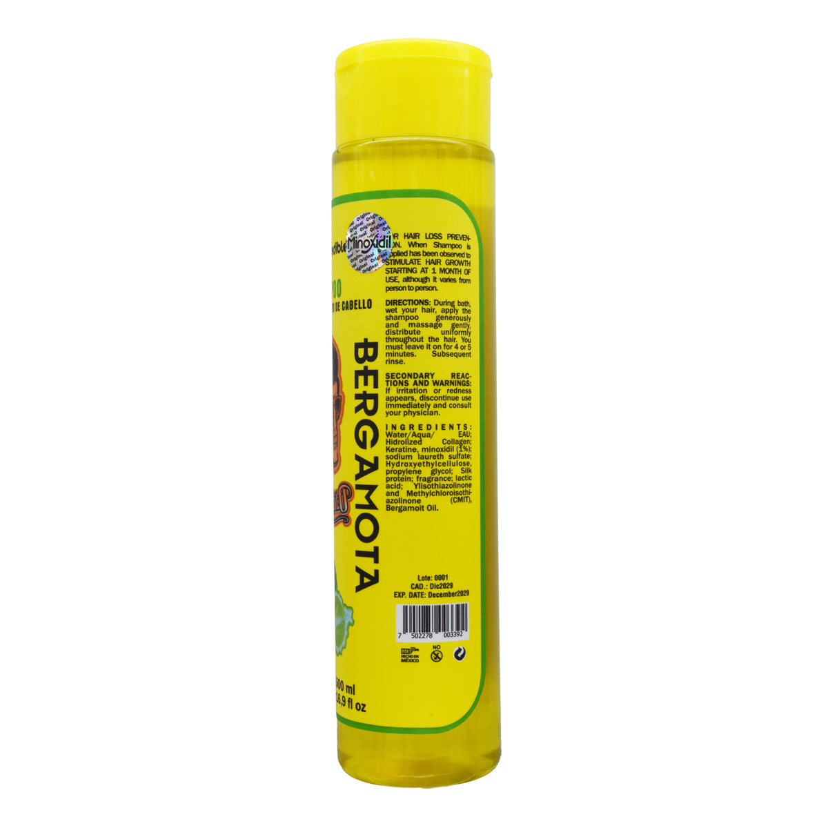 Shampoo Minoxidil Y Bergamota 500 Ml