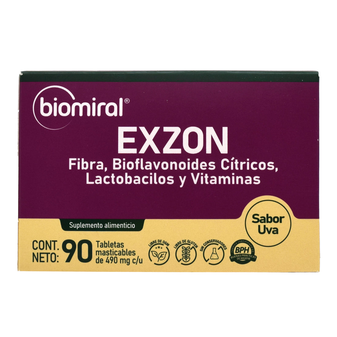 Exzon tabletas masticables 90 tab biomiral - Súper Naturista