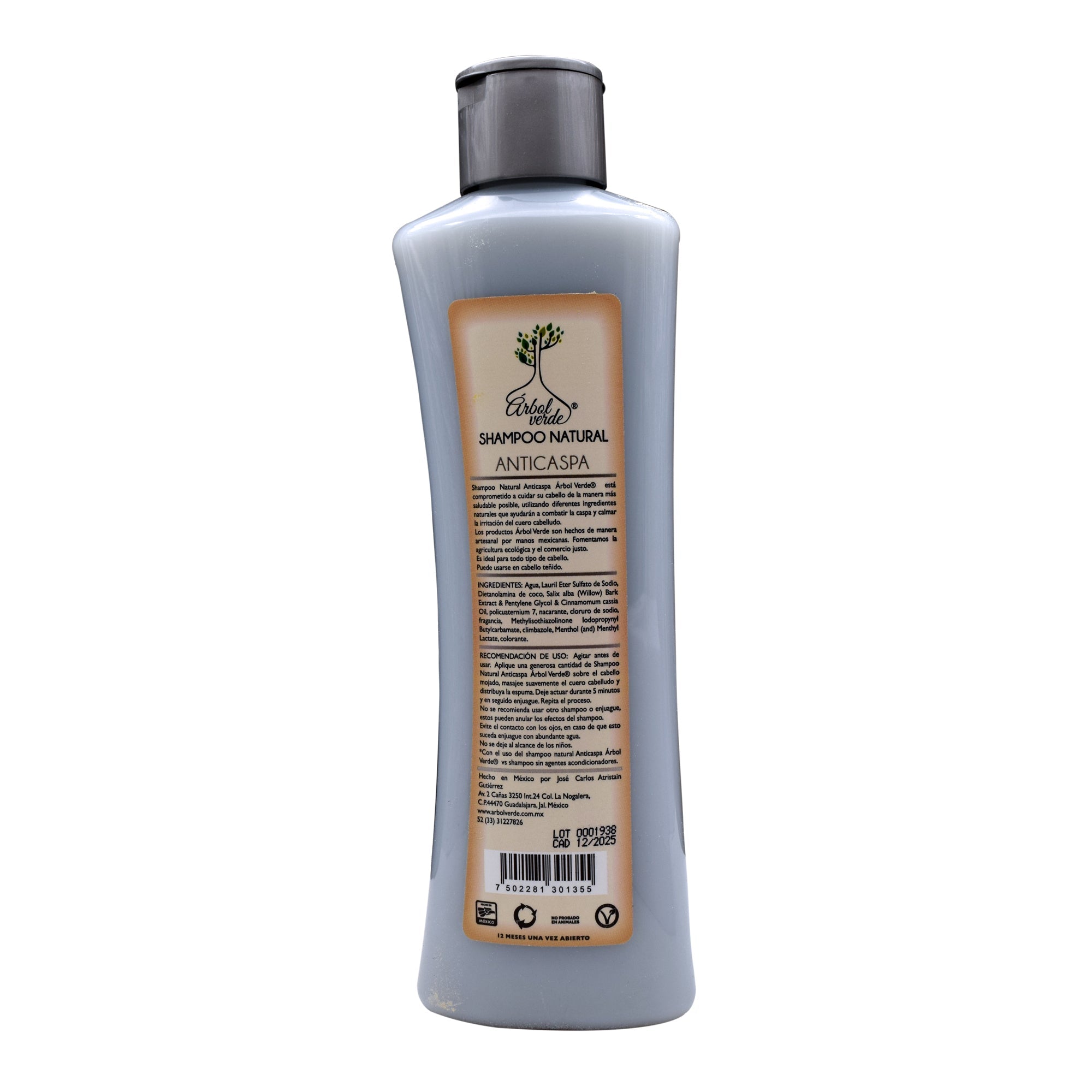 Shampoo Anti Caspa Con Canela Y Menta 500 Ml