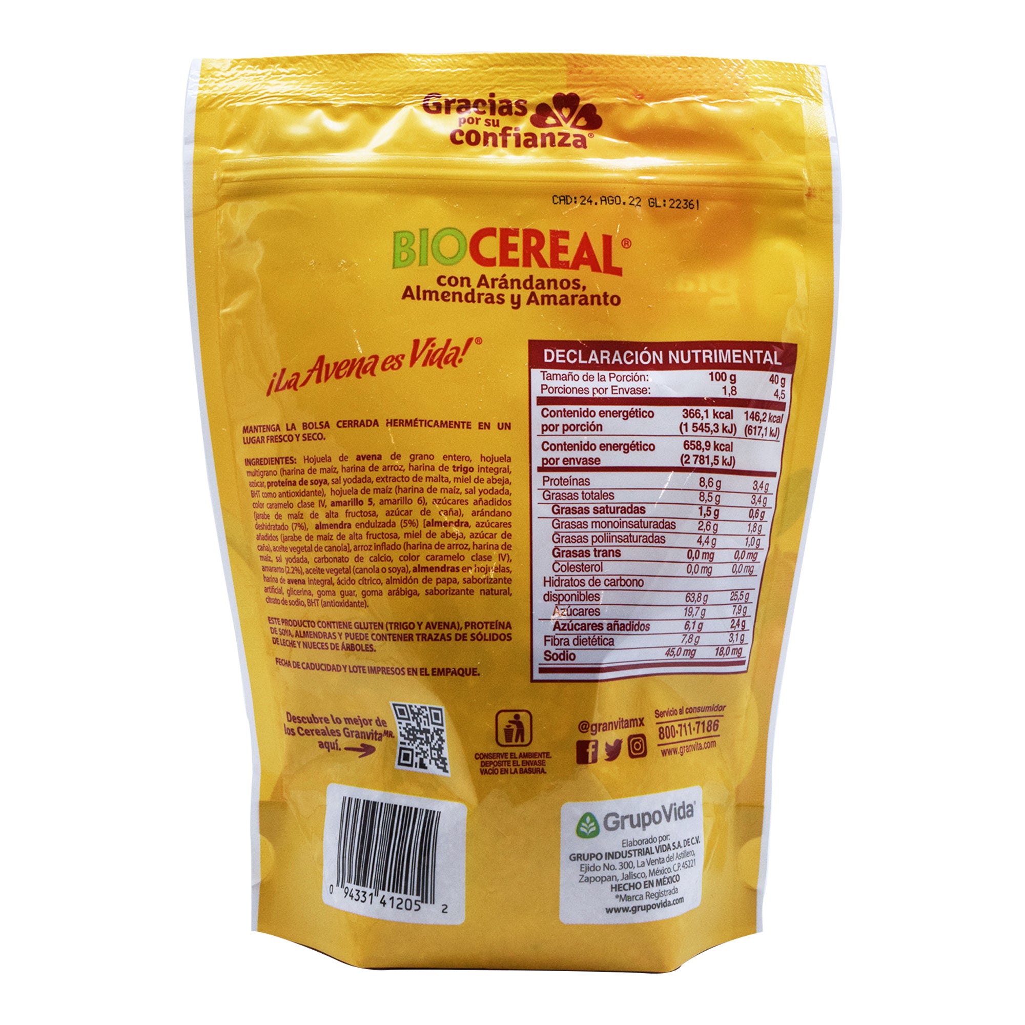 Cereal con arandanos y amaranto 180 g