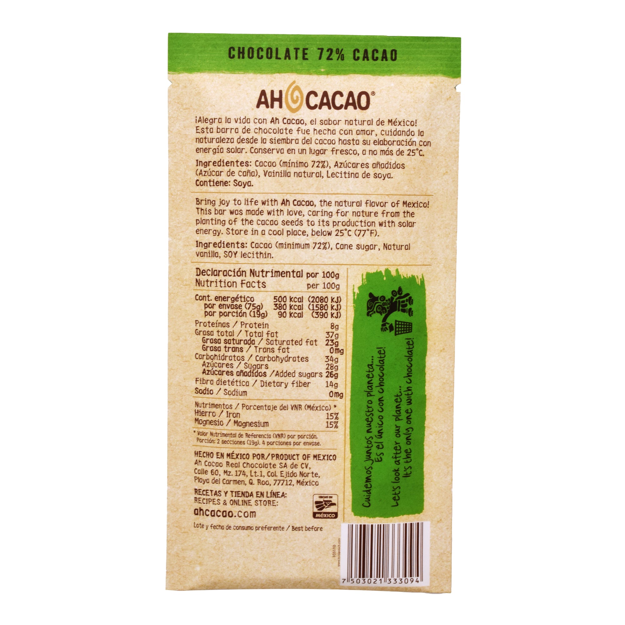 CHOCOLATE 72 % CACAO 75 G