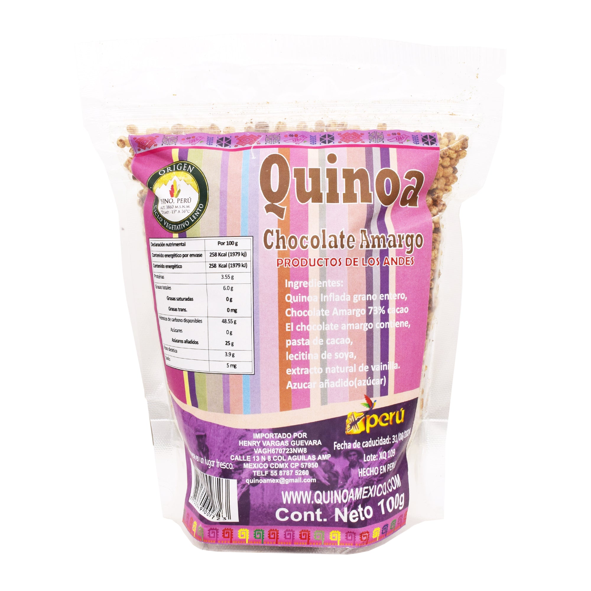 Quinoa Inflada Con Chocolate Amargo 100 G